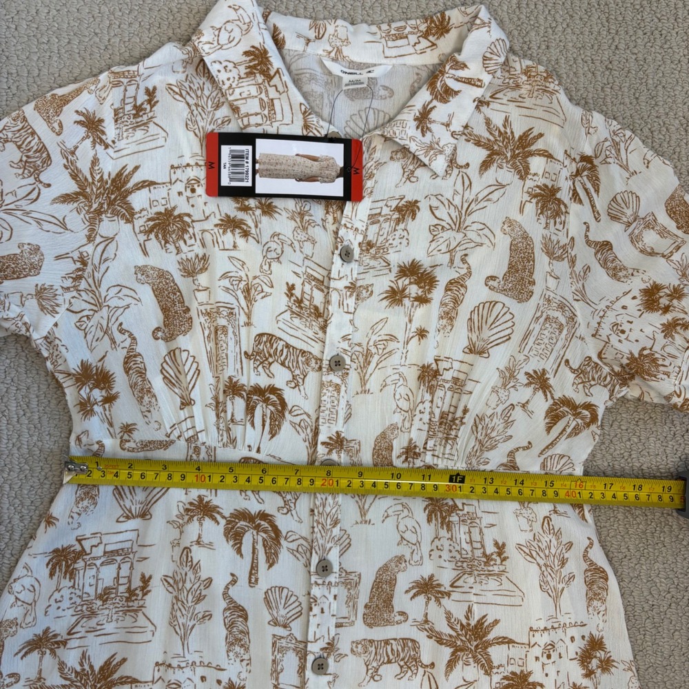 ONeill Tropical Safari Print Button Front Maxi Dress | White Medium NWT travel - Picture 8 of 16